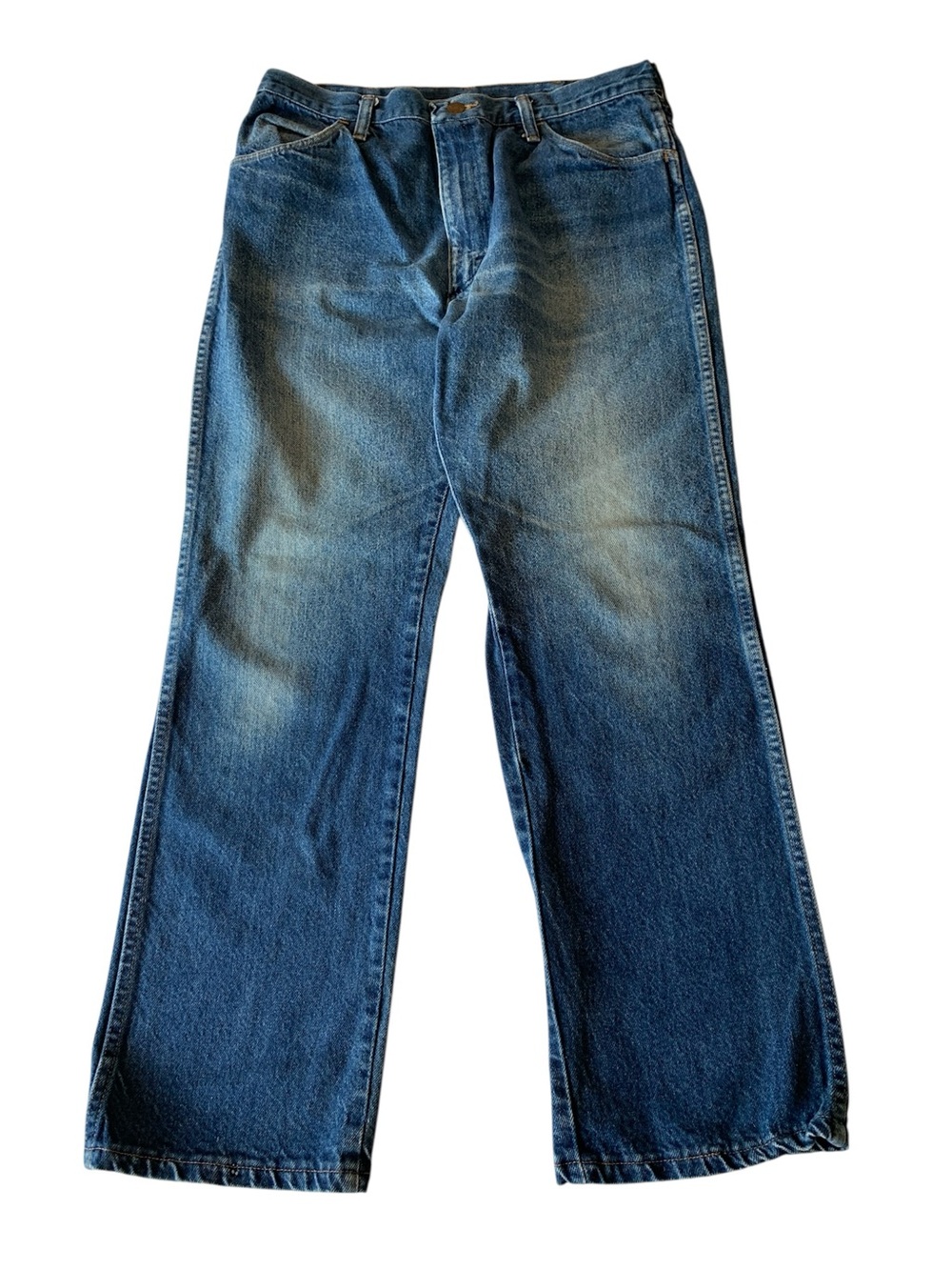 Vintage 1987 Rustler Wrangler Jeans Made in USA Boot Zipper Fade 32x28 (Tag 36)